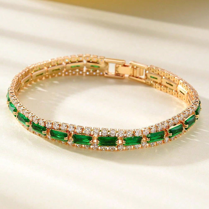 Pulsera statement verde esmeralda | Oro