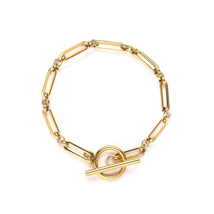 Pulsera de eslabones con cierre en T | Oro