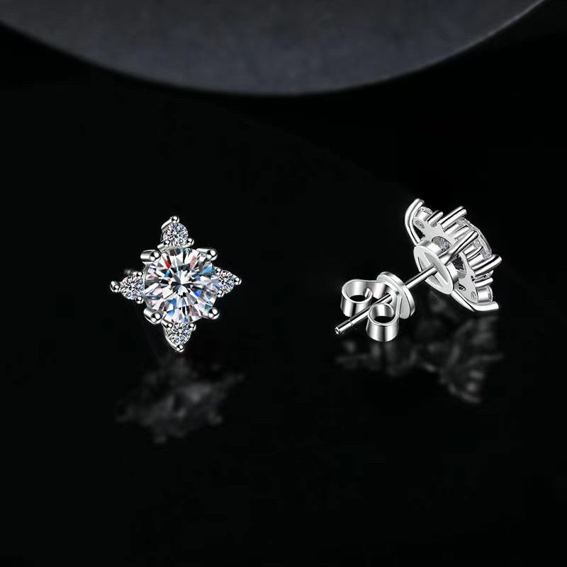 Pendientes Flor Aurelia | Oro blanco
