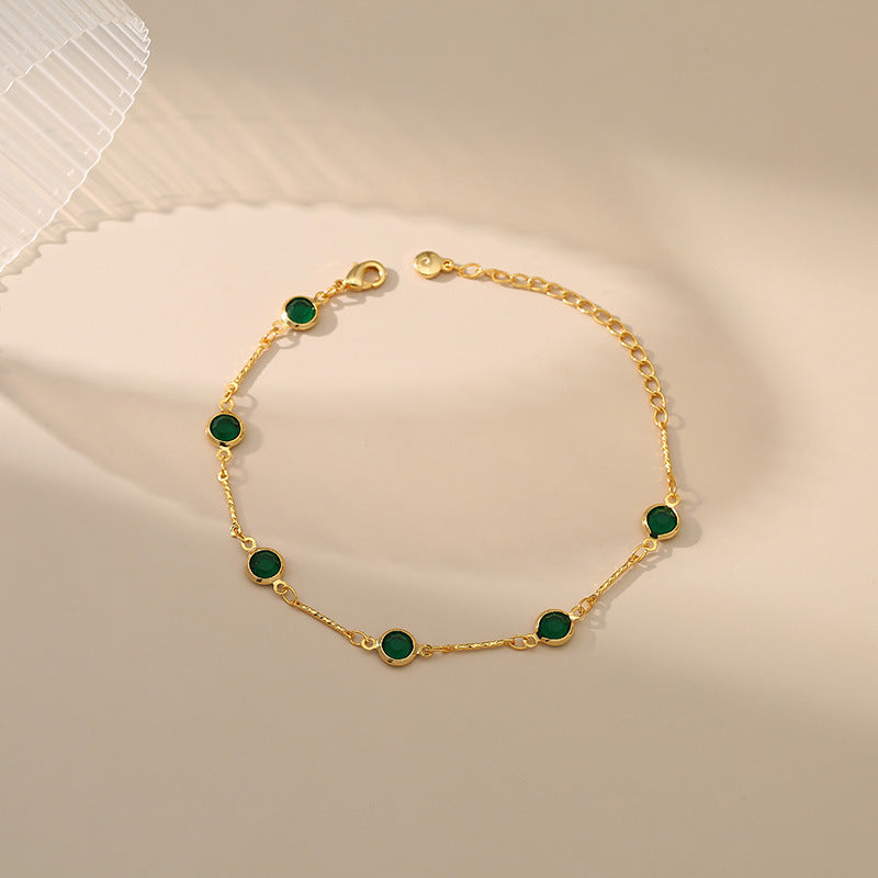 Pulsera cadena con esmeraldas | Oro