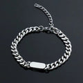 Pulsera cadena cubana con chapa | Oro blanco