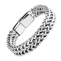 Pulsera doble cadena Hierro | Oro blanco