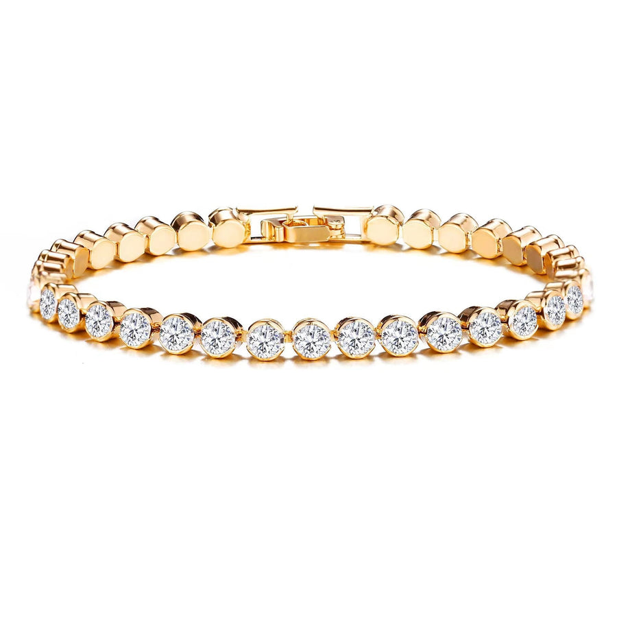 Pulsera tenis talla redonda | Oro