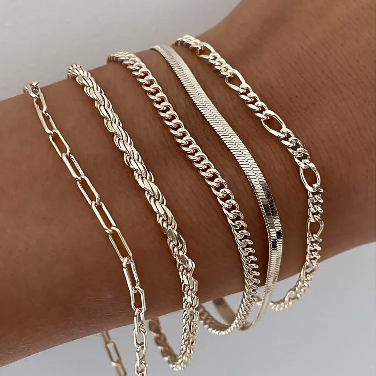 Set de pulseras Elena | Oro blanco