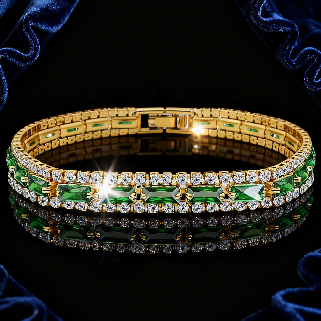 Pulsera statement verde esmeralda | Oro