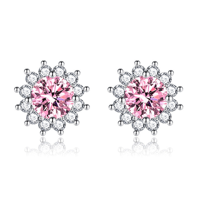 Pendientes Musa del Sol rosa | Oro blanco