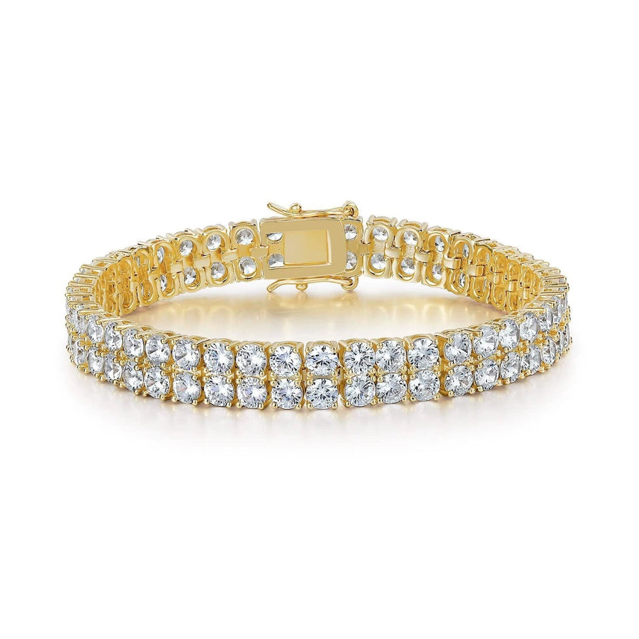 Pulsera tenis doble fila | Oro