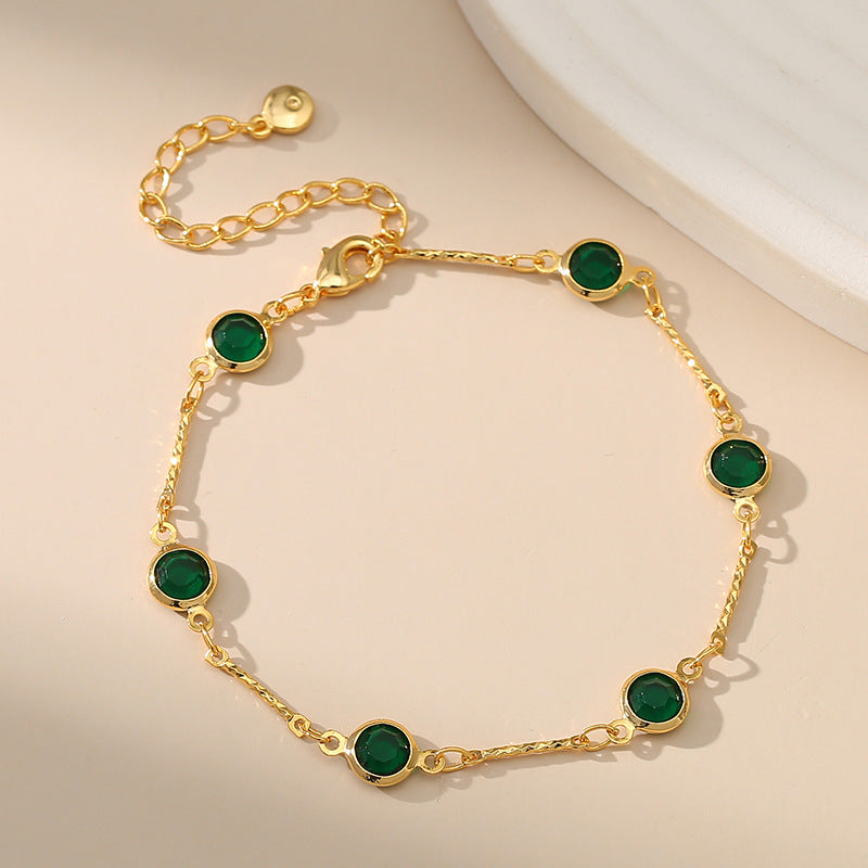 Pulsera cadena con esmeraldas | Oro