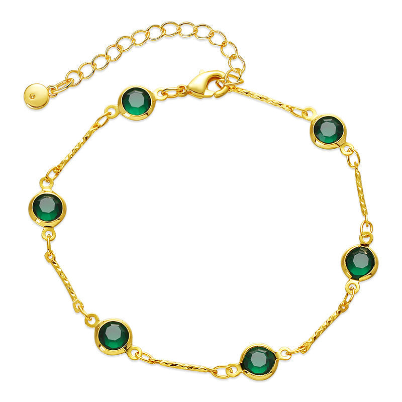 Pulsera cadena con esmeraldas | Oro