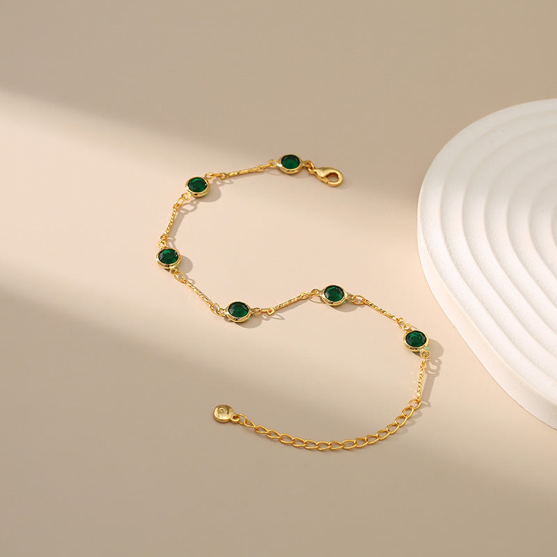 Pulsera cadena con esmeraldas | Oro