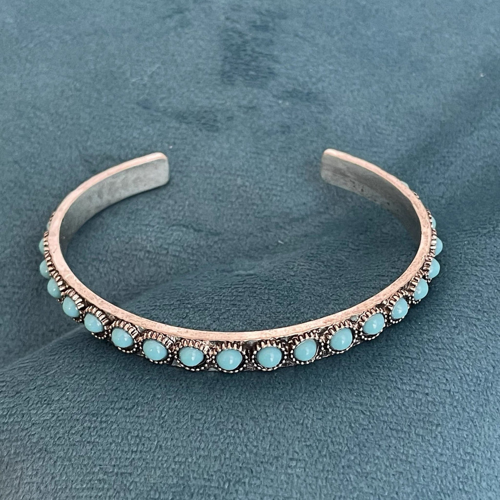 Pulsera abierta turquesa Talía | Oro blanco