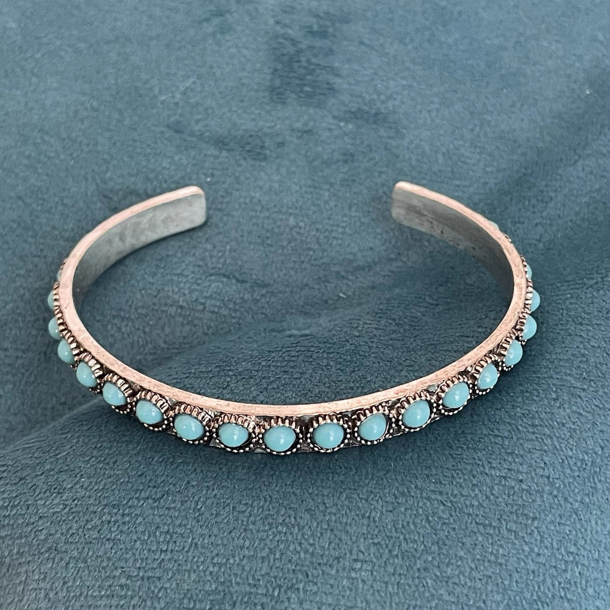 Pulsera abierta turquesa Talía | Oro blanco