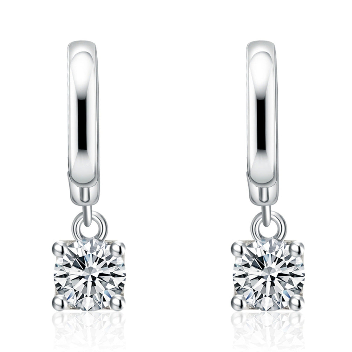 Pendientes colgantes cuadrados Aurora | Oro blanco
