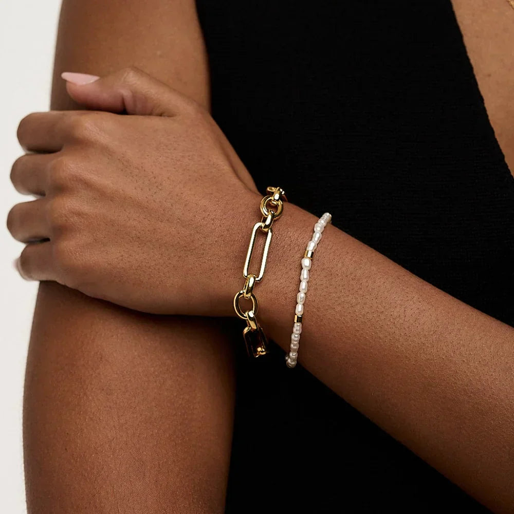 Pulsera de eslabones con cierre en T | Oro
