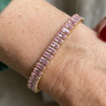 Pulsera tenis Verdea zafiro rosa | Oro