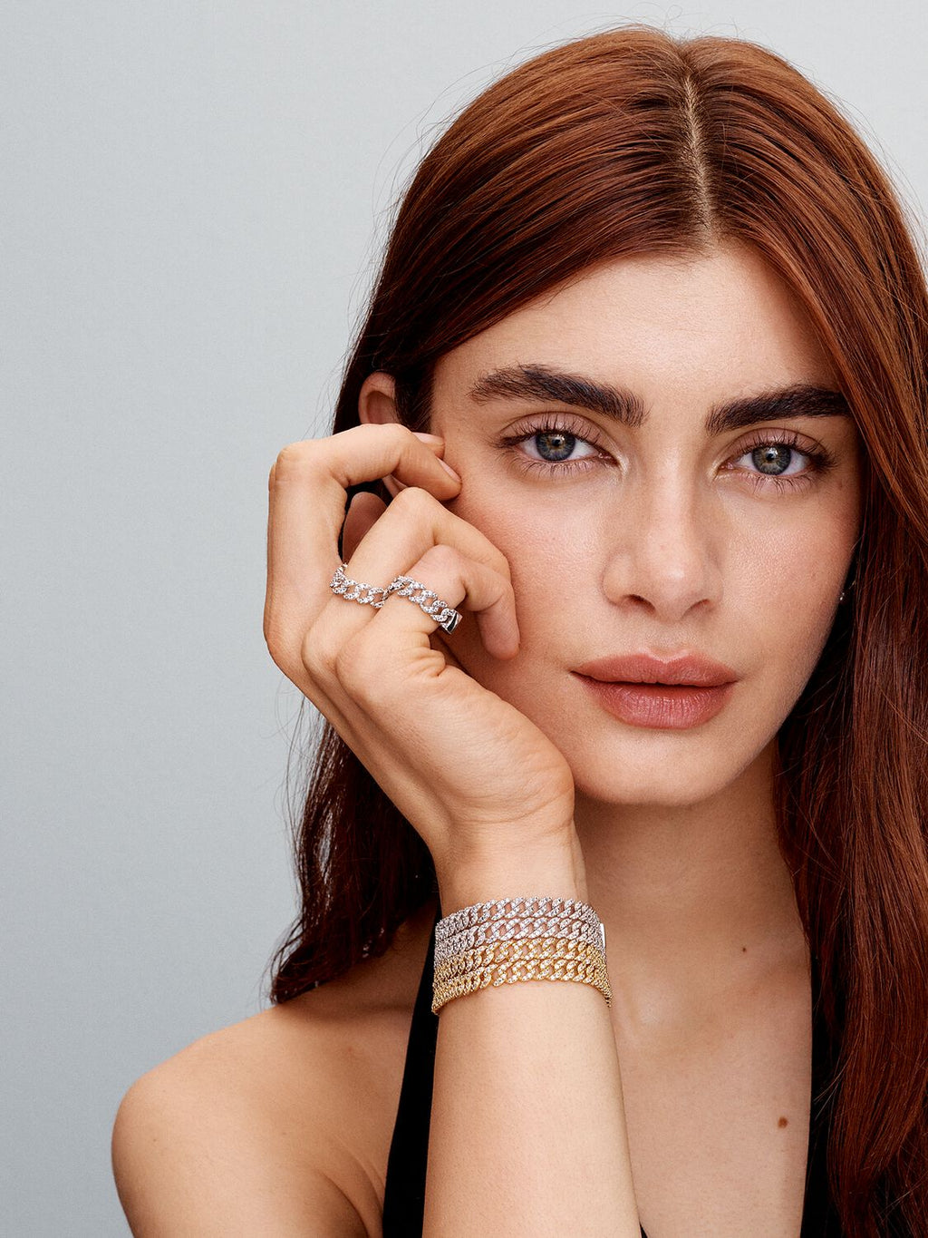 Pulsera cubana con pavé | Oro