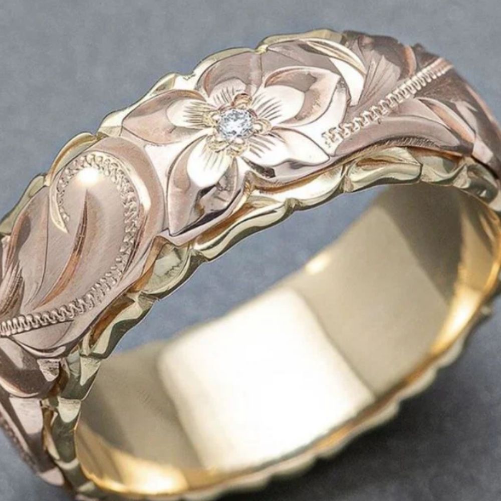 Anillo Flor rosa antiguo | Oro