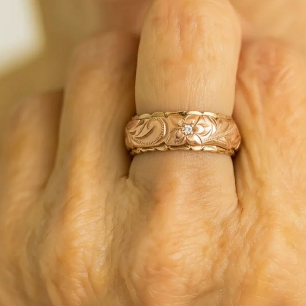 Anillo Flor rosa antiguo | Oro
