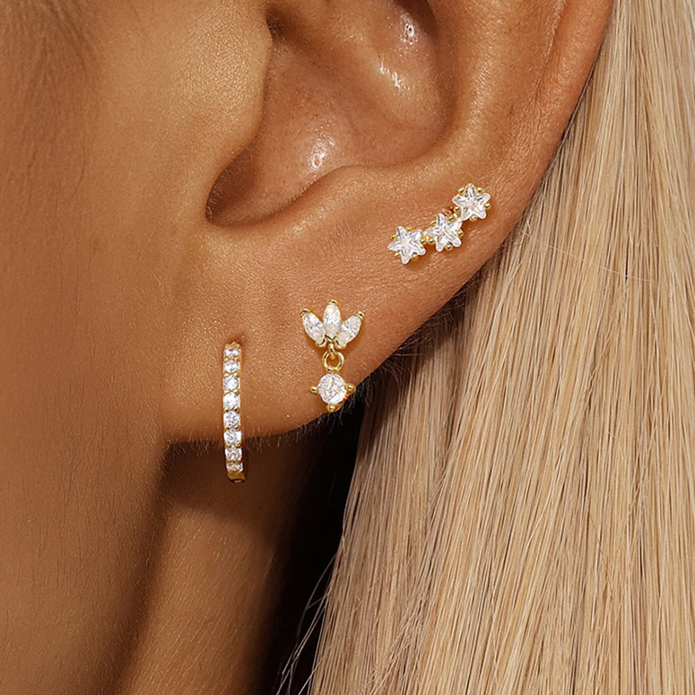 Set de 3 pendientes sueltos Mila | Oro