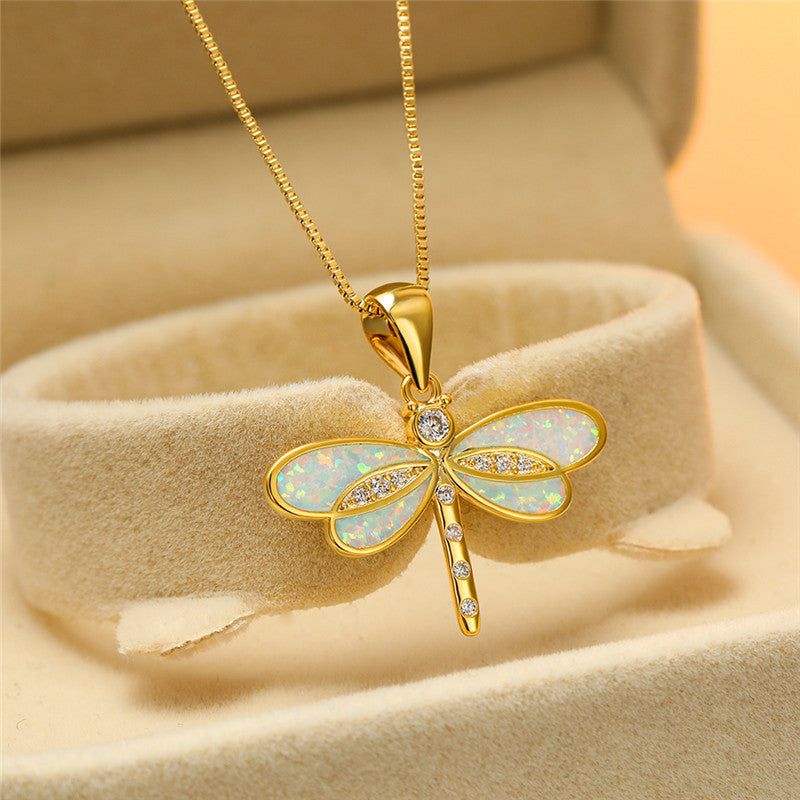 Collar Libélula con ópalo | Oro