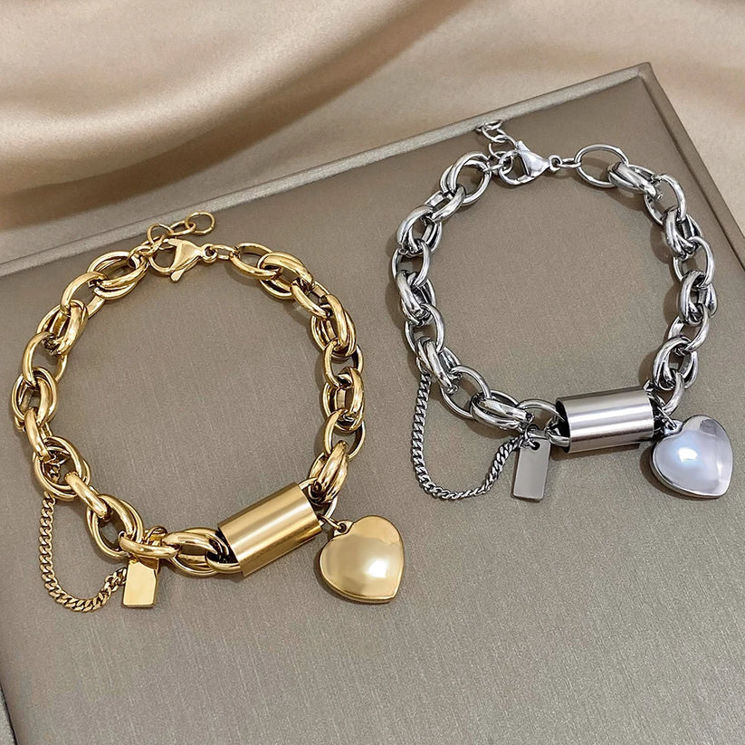 Pulsera gruesa Corazones | Oro