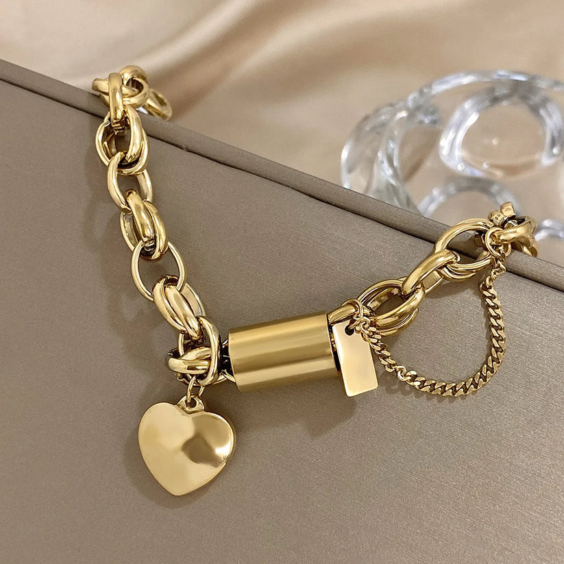 Pulsera gruesa Corazones | Oro