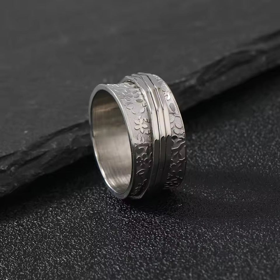 Anillo giratorio fino | Oro y plata