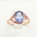 Anillo antiguo con cristal azul | Oro rosa