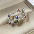 Anillo en capas con cristal verde | Plata