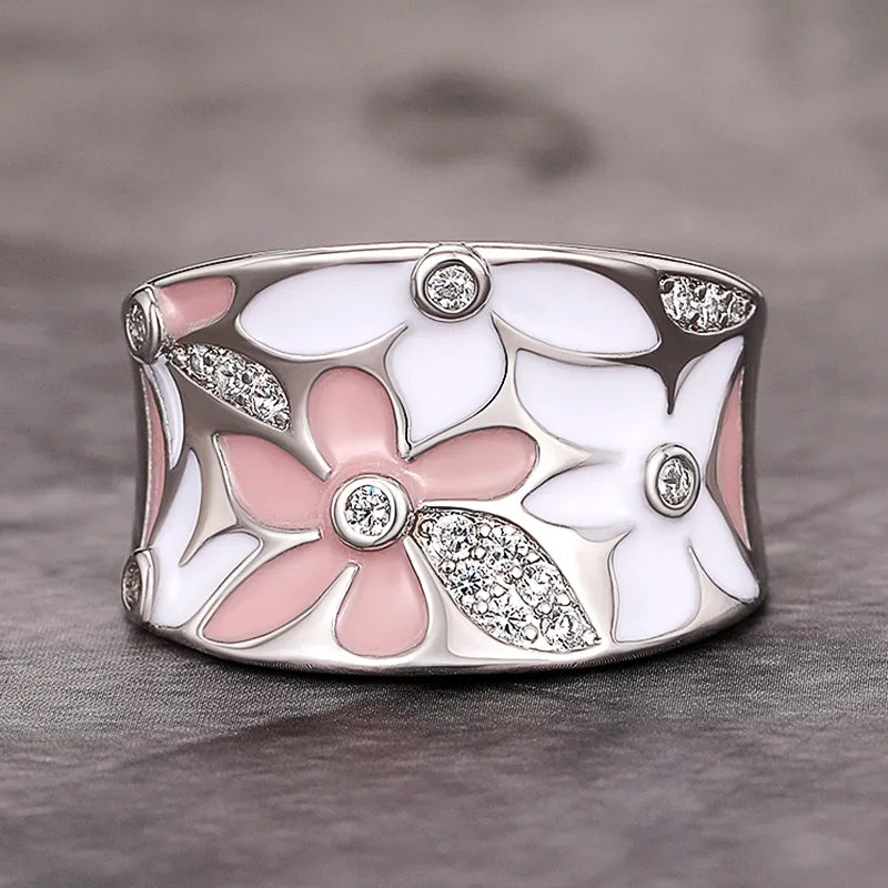 Anillo Flor con circonitas