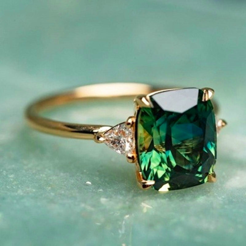 Anillo con circonita verde | Oro