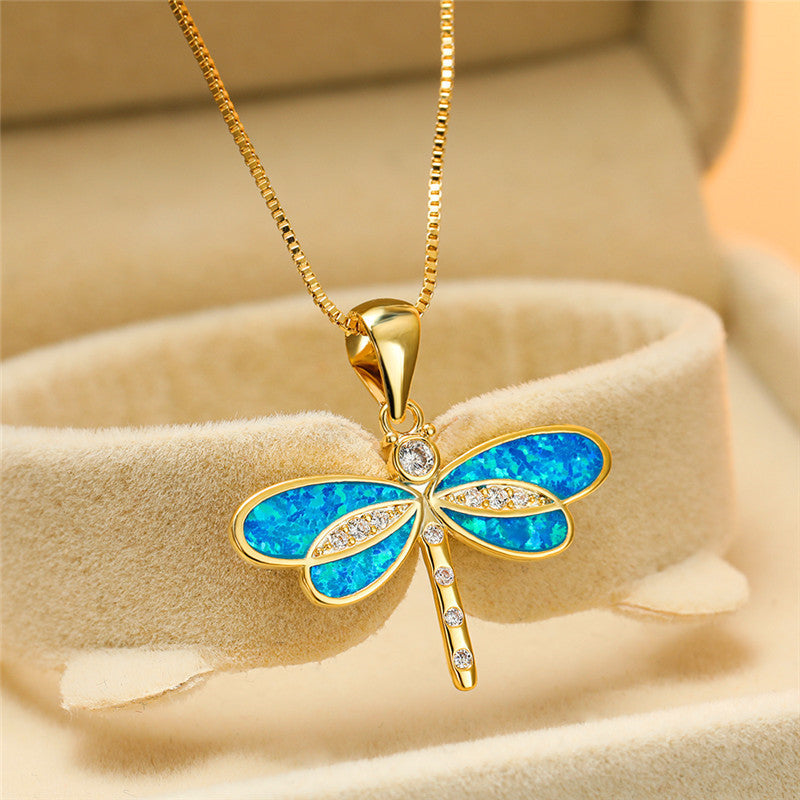 Collar Libélula con ópalo | Oro