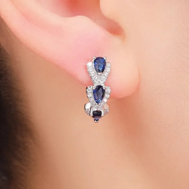 Pendientes Zafiro Real | Oro blanco