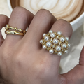 Anillo antiguo con perla y circonitas