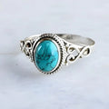 Anillo oval con turquesa | Plata