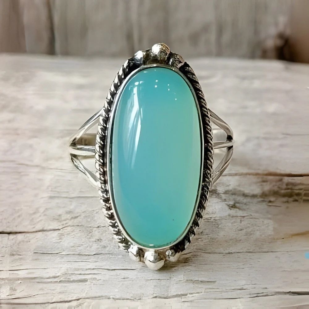 Anillo antiguo con gran turquesa | Plata de ley