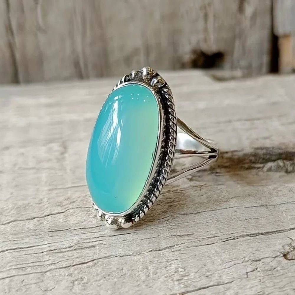 Anillo antiguo con gran turquesa | Plata de ley