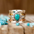 Anillo antiguo con turquesa | Oro y plata