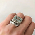 Set de anillos antiguos con cristal turquesa | Plata