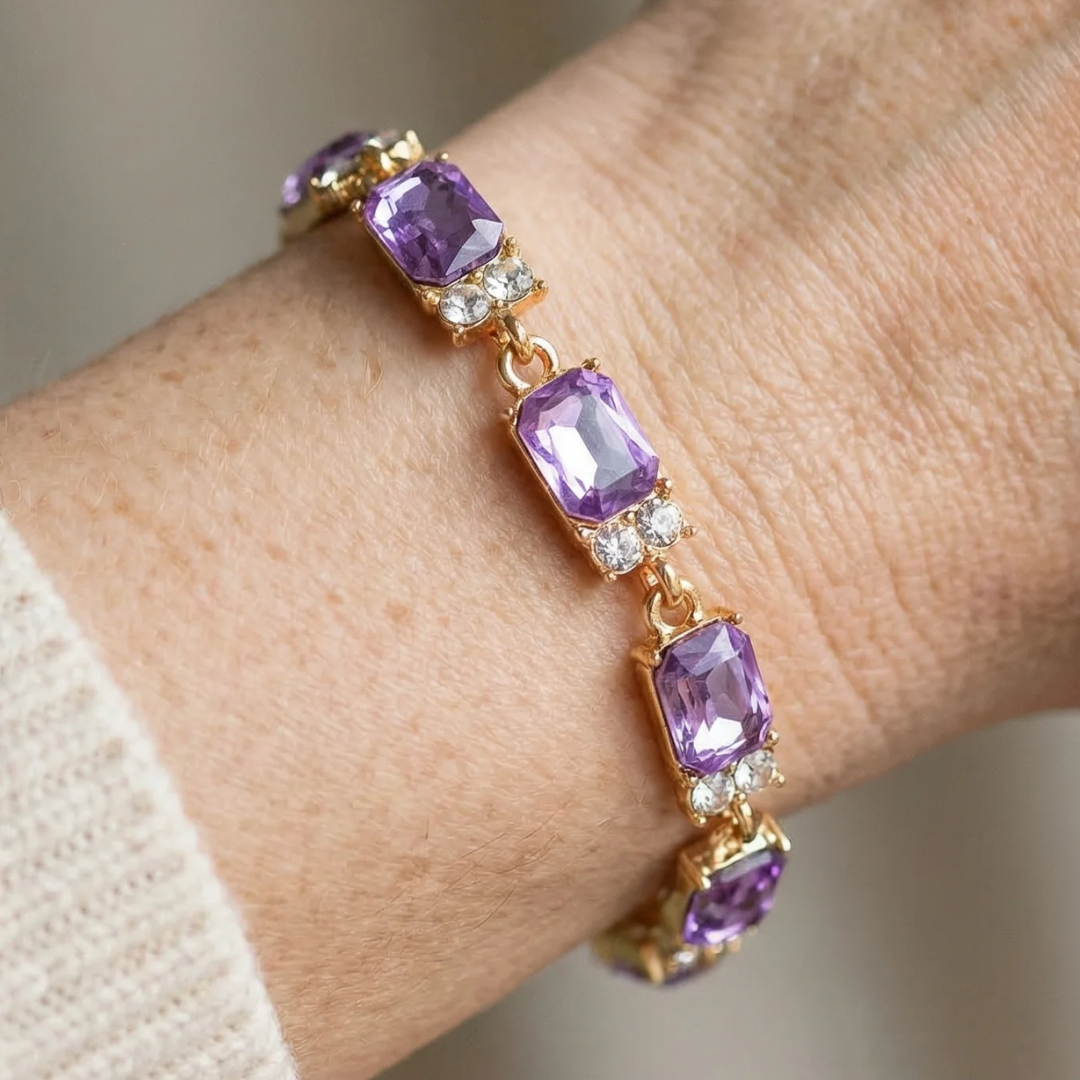 Pulsera con colgante de amatista Valeria | Oro