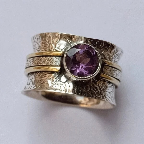 Anillo bohemio de meditación con cristal