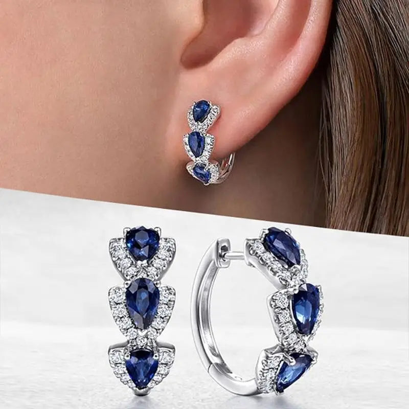 Pendientes Zafiro Real | Oro blanco