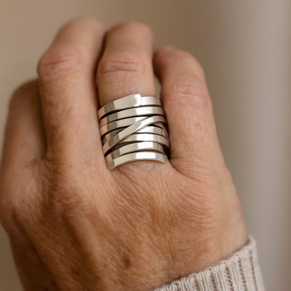 Anillo antiguo ancho | Plata