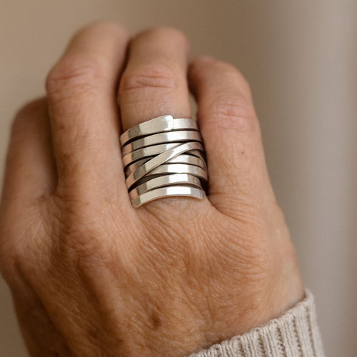 Anillo antiguo ancho | Plata