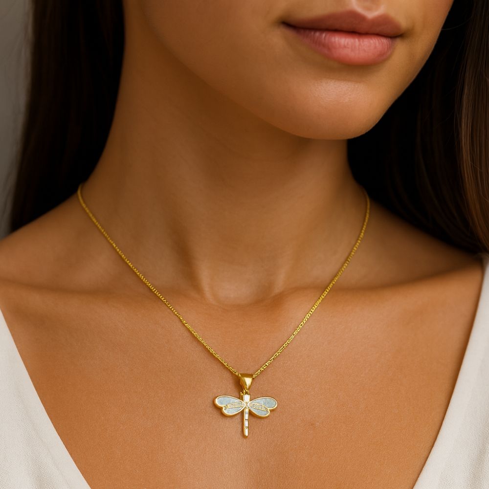 Collar Libélula con ópalo | Oro