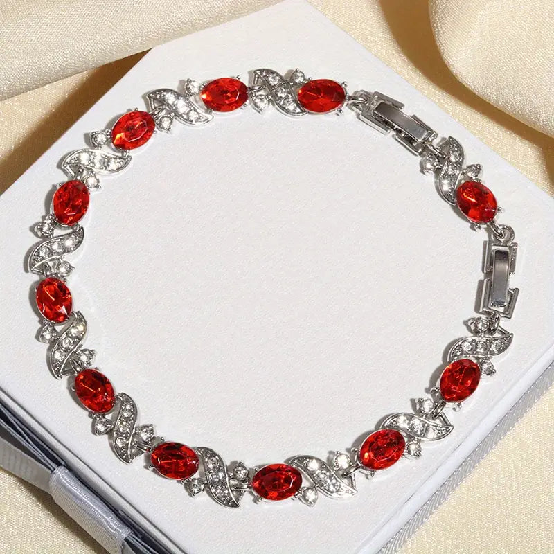 Pulsera Gema Rubí | Oro blanco