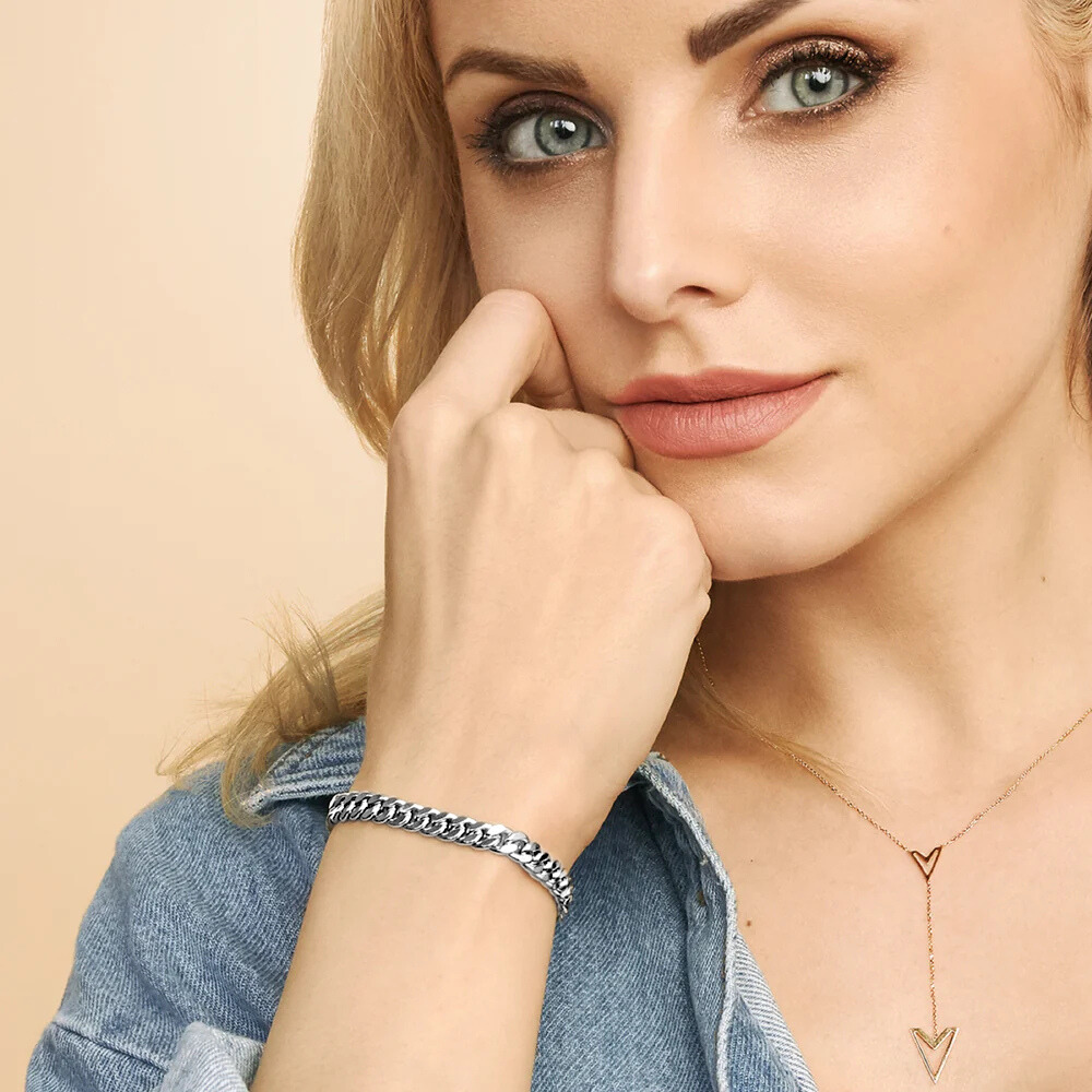 Pulsera cubana Herencia | Oro blanco