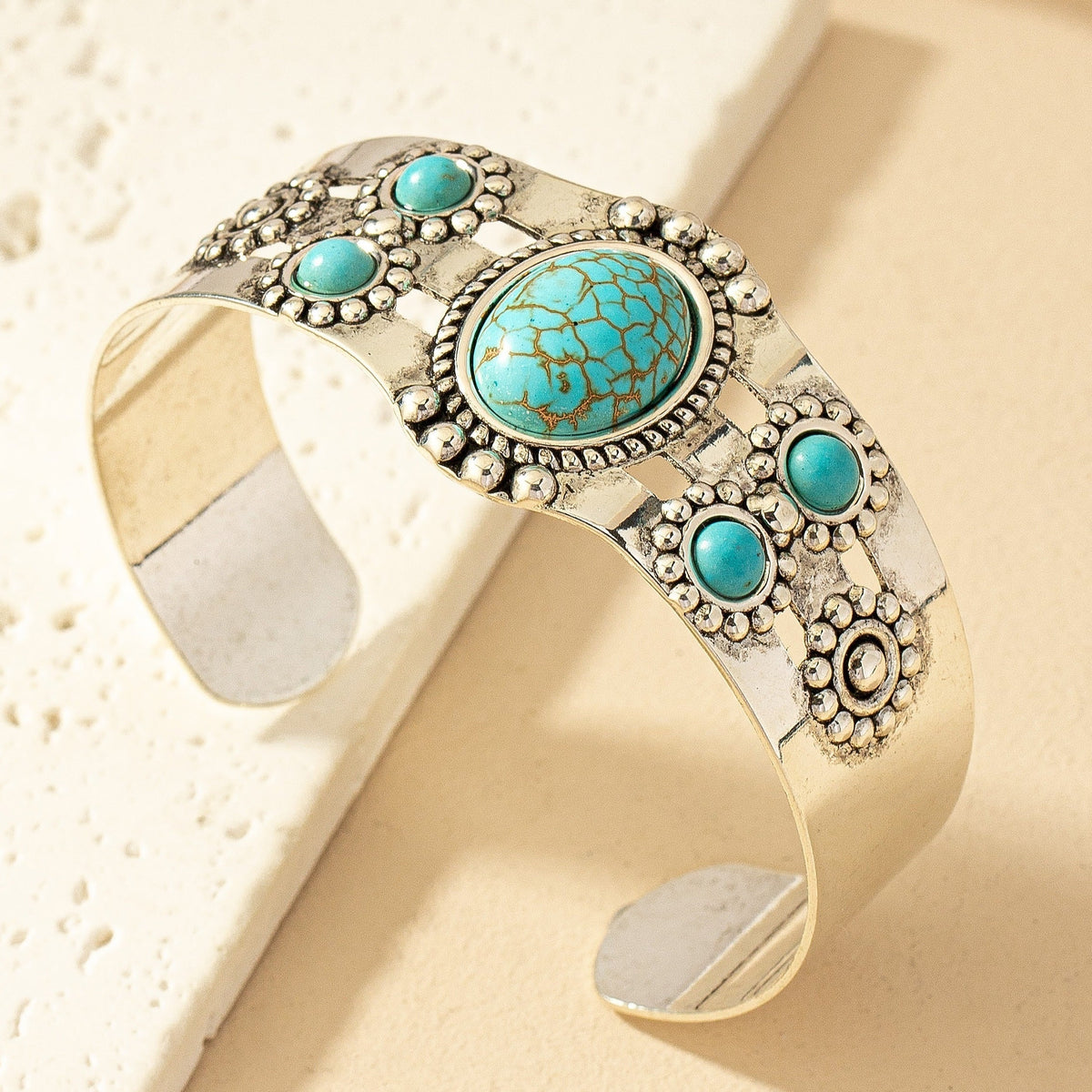 Brazalete turquesa Serena | Oro blanco