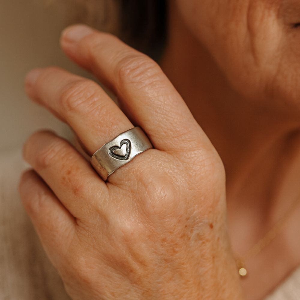 Anillo Doble corazón antiguo | Plata