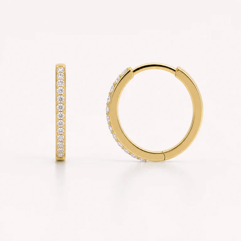Pendientes de aro pequeños con pavé | Oro